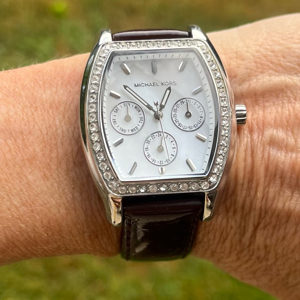 Michael Kors Silver and Dark Brown Timepiece